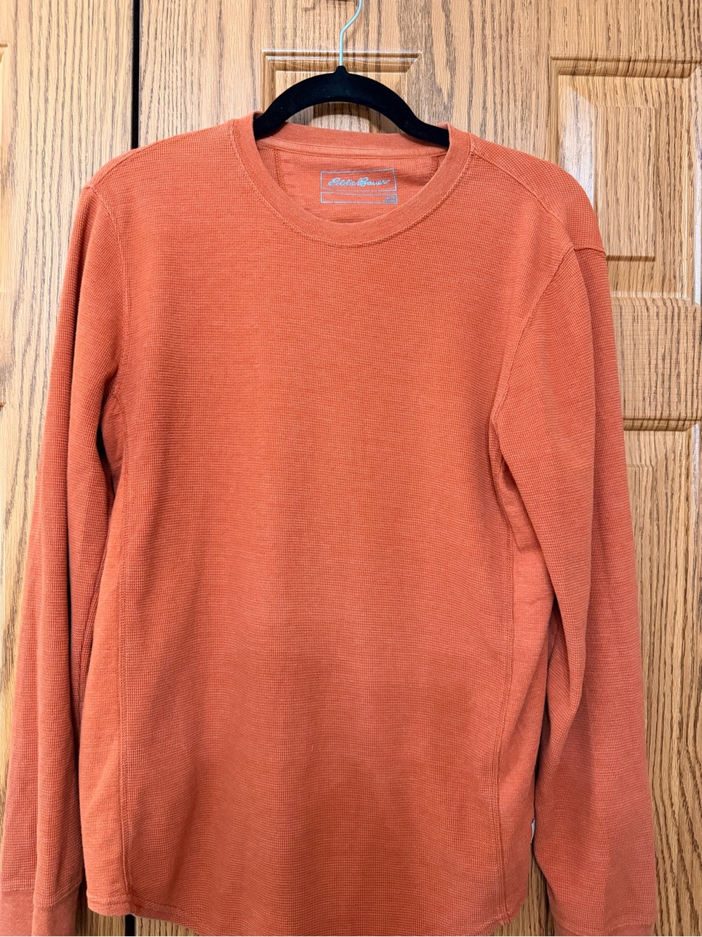 Eddie Bauer Men's Crewneck Thermal in Rust Orange